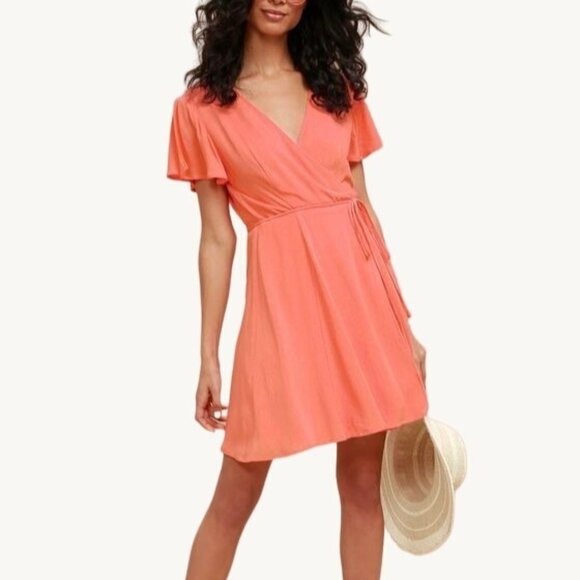Coral Mini Flutter Dress